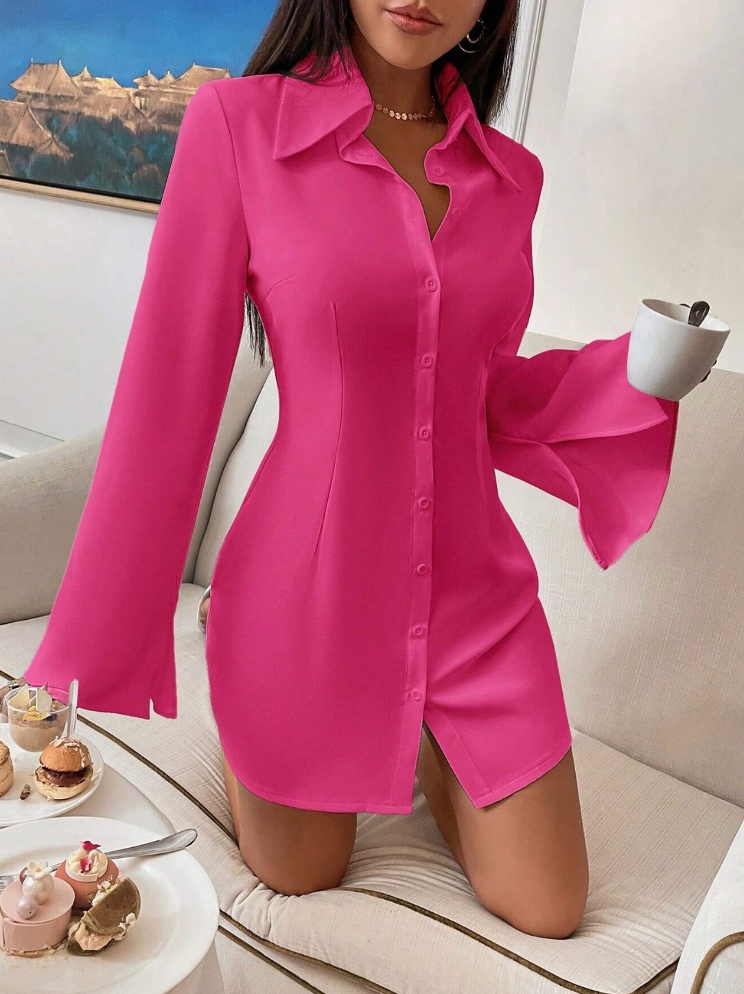 long sleeve dress with bralette Split Sleeve T Shirt Dress – The Bralette Co