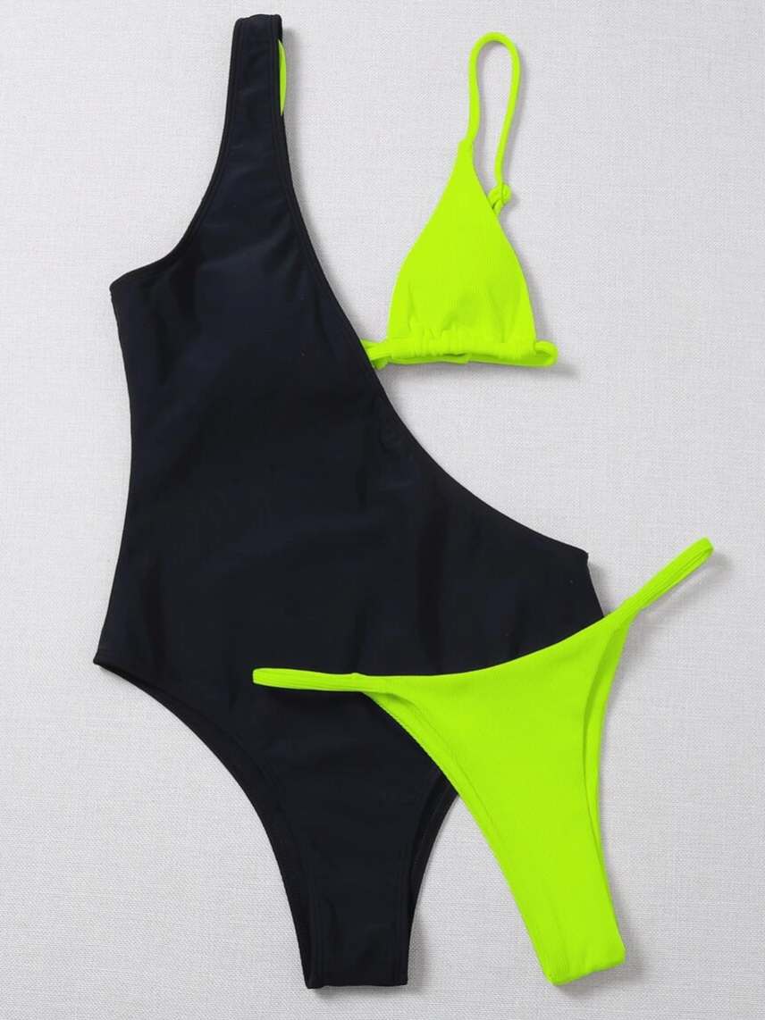 3 Piece Triangle Bikini & One Piece Swimsuit