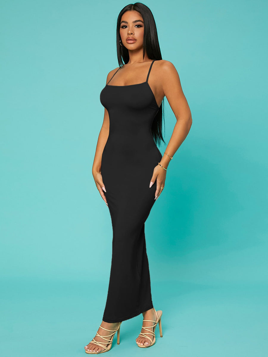 Solid Criss-Cross Backless Bodycon Dress The Bralette Co. Solid Criss-Cross Backless Bodycon Dress The Bralette Co.