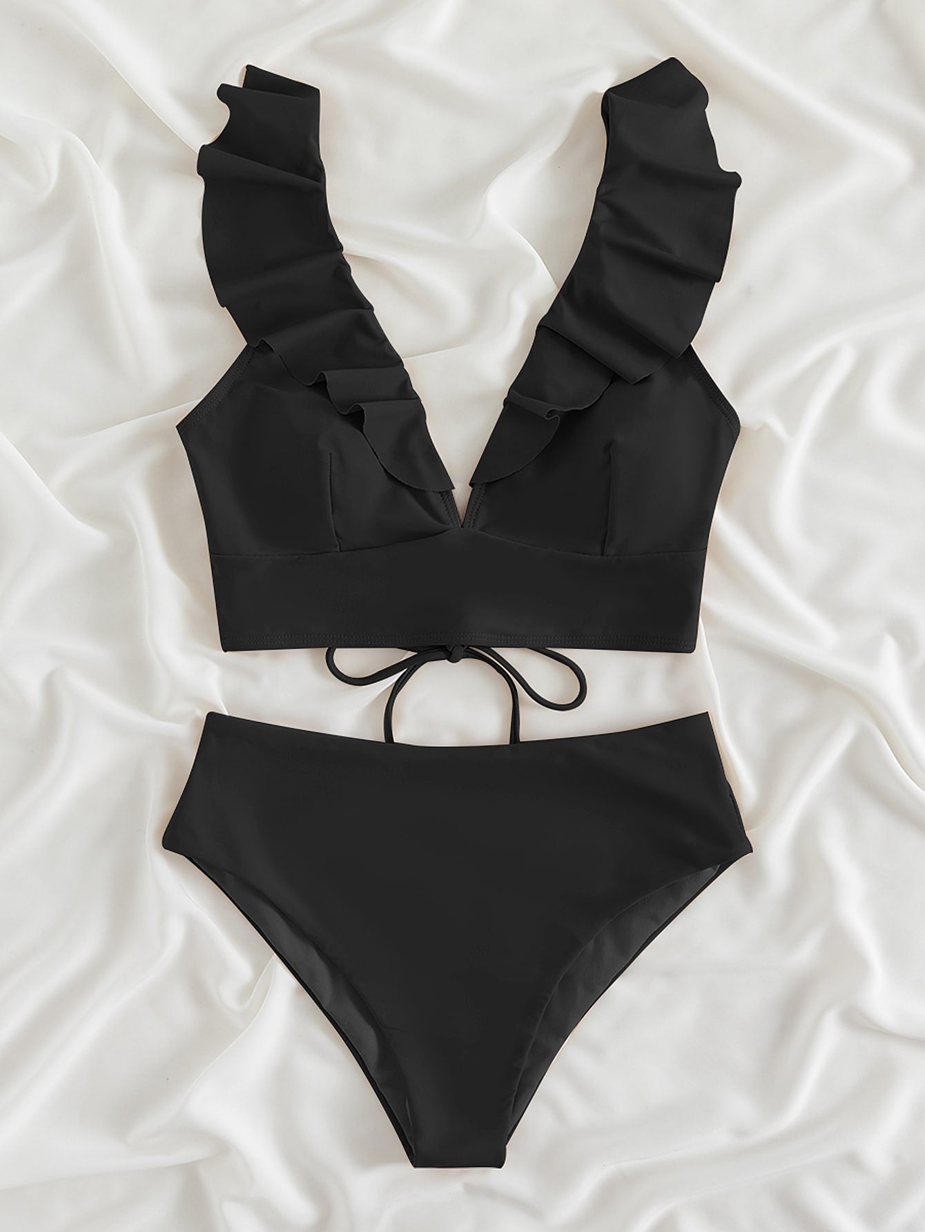 Lace Up Ruffle Bikini Swimsuit – The Bralette Co.