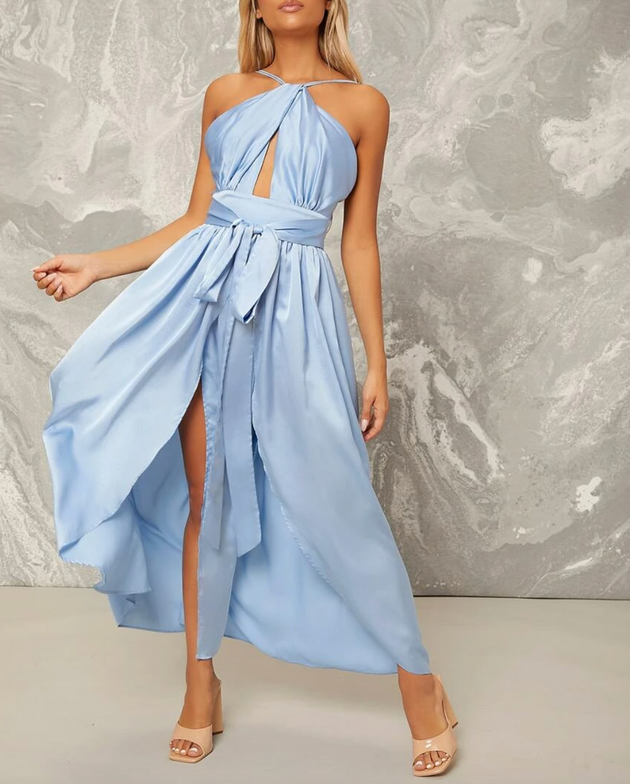 High Split Satin Cami Dress