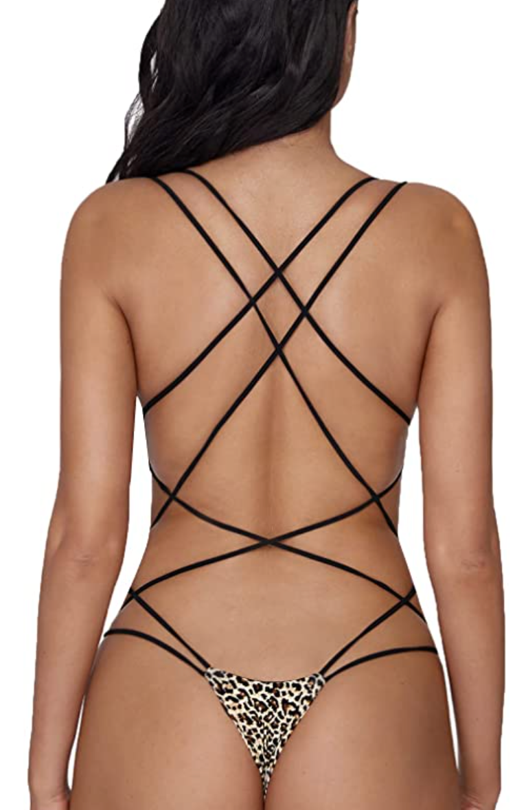 Cheetah Print Strappy Bodysuit