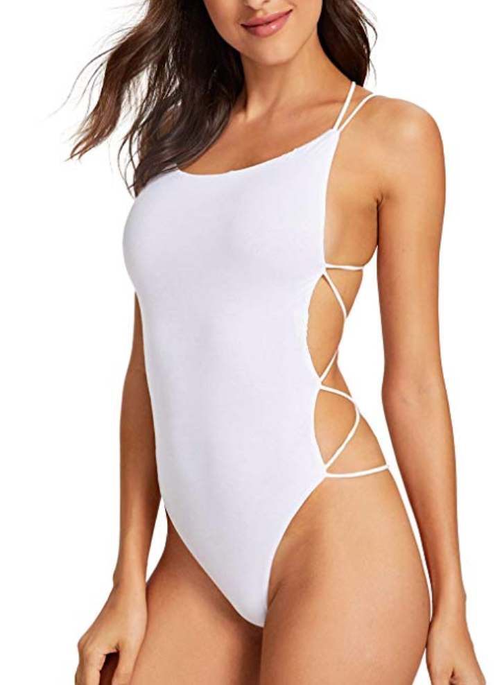 White top strappy bodysuit