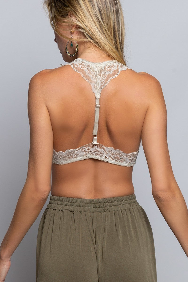 Fiona Seamless Lace-up Bra Top In Olive